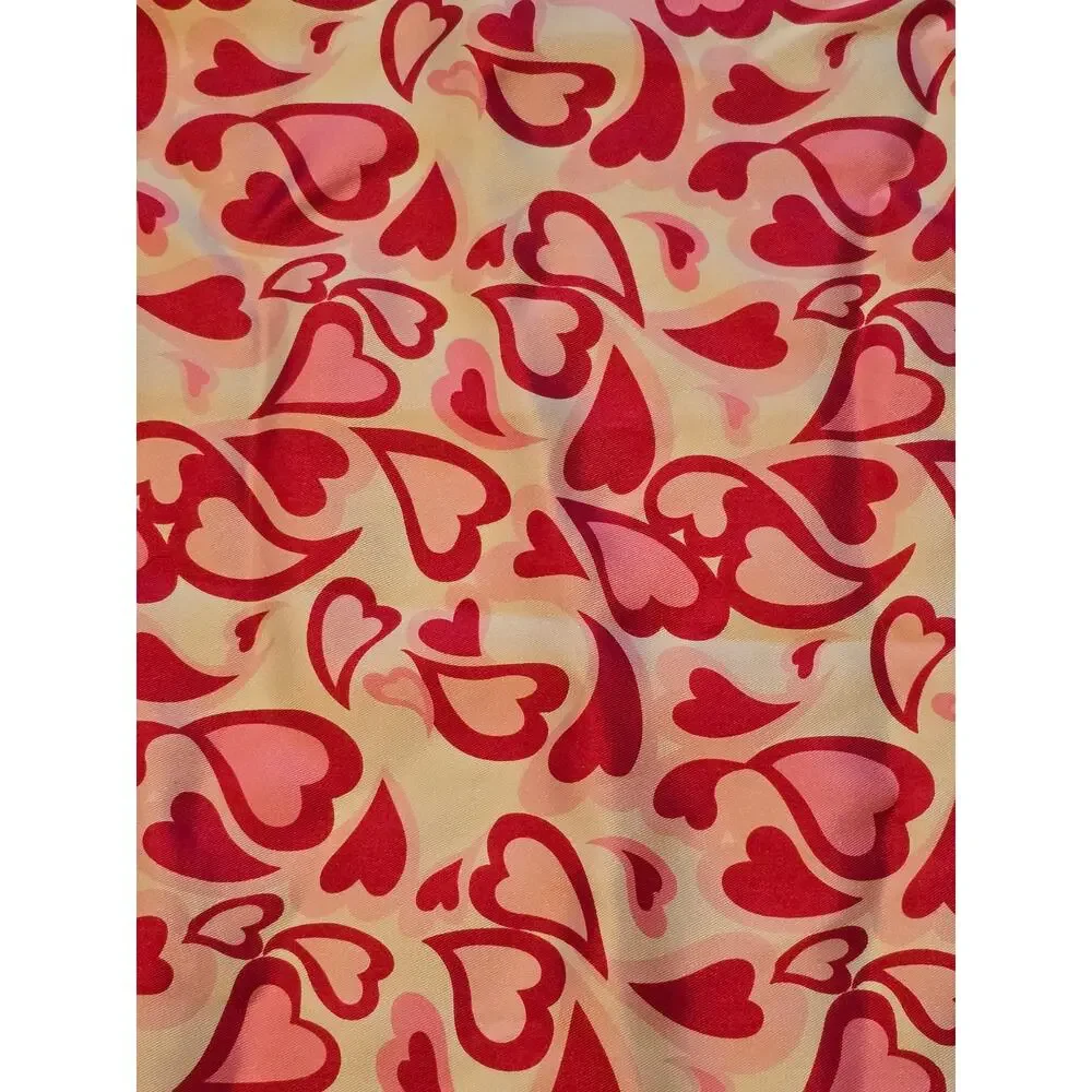 Vintage Talbots Scarf 100% Silk Heart Print 21in x in 21in Pink Red Romantic - Picture 4 of 6